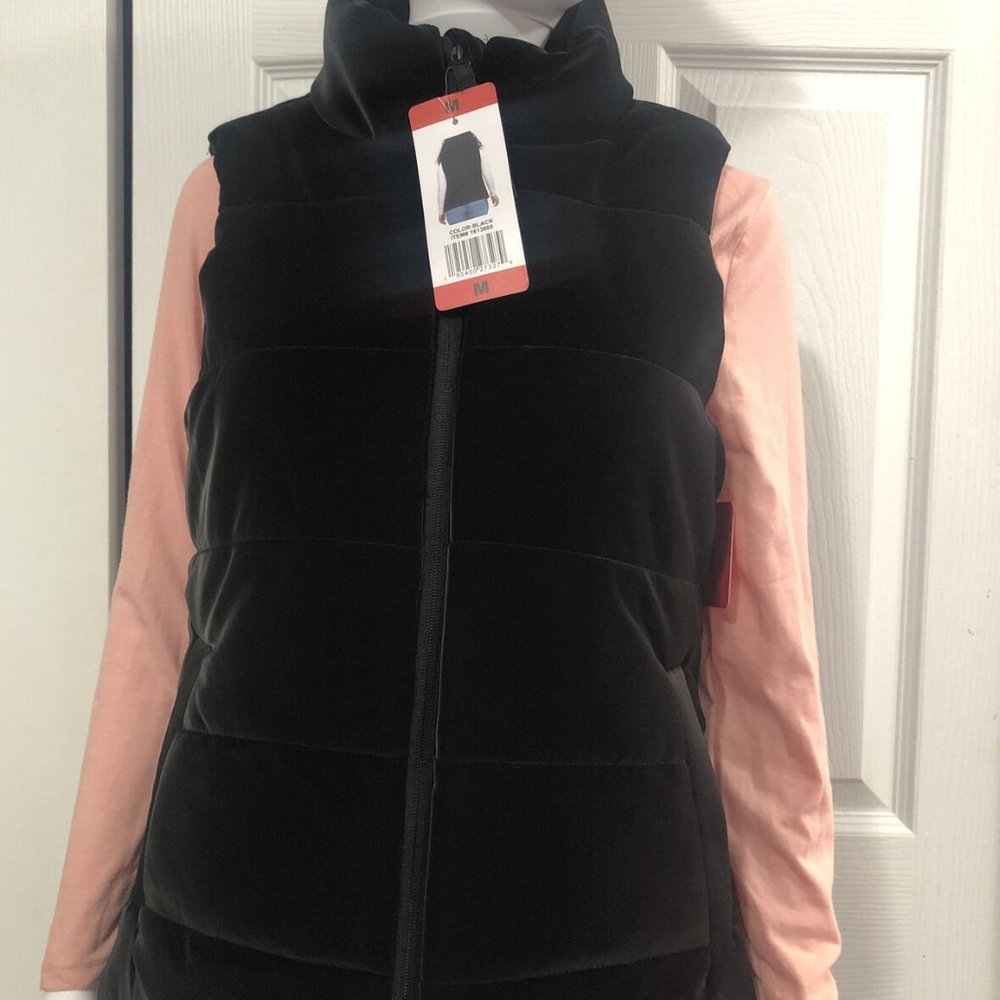 Pacific Trail Womens Vest Black Puffer Neo-Velvet Warm Insulation Full-Zip